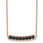 Chisel Stainless Steel Polished Rose IP-plated Bar with Black Grain Stone on a 17.5 inch Cable Chain with a 2 inch Extension Necklace