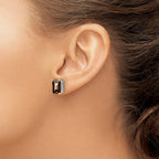 14kw 9x7mm Emerald Smoky Quartz Earrings