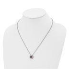 Chisel Stainless Steel Polished CZ January Birthstone Circle Pendant on a 20 inch Multi-Link Chain Necklace