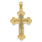 14K Two-Tone Gold Budded Cross Pendant with Casted Solid Design