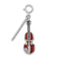Sterling Silver 925 Violin Charm with Rhodium Finish and Crystals