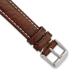 Long Leather Watch Band in Dark Brown with Silver-Tone Buckle, 18mm