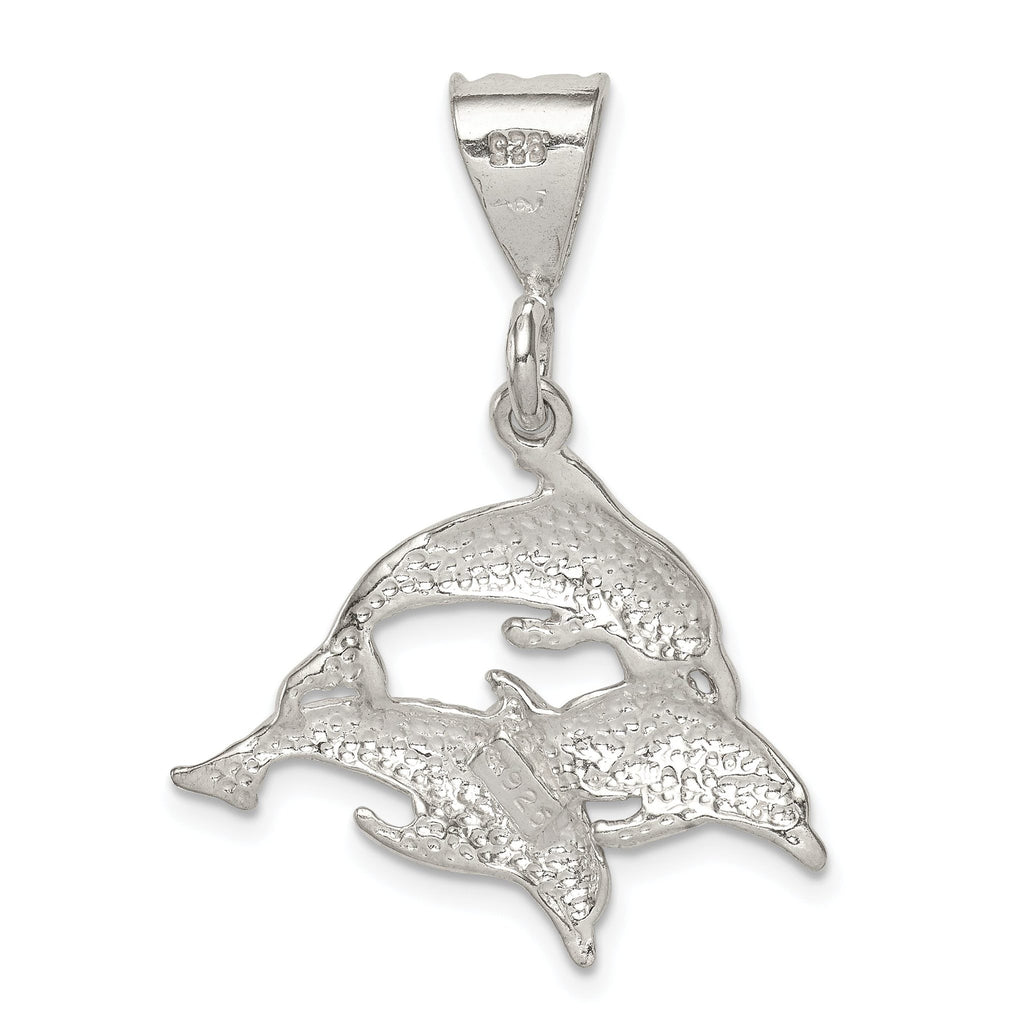 925 Sterling Silver Dolphin Trio Pendant with Polished Finish, Ocean-Themed Charm
