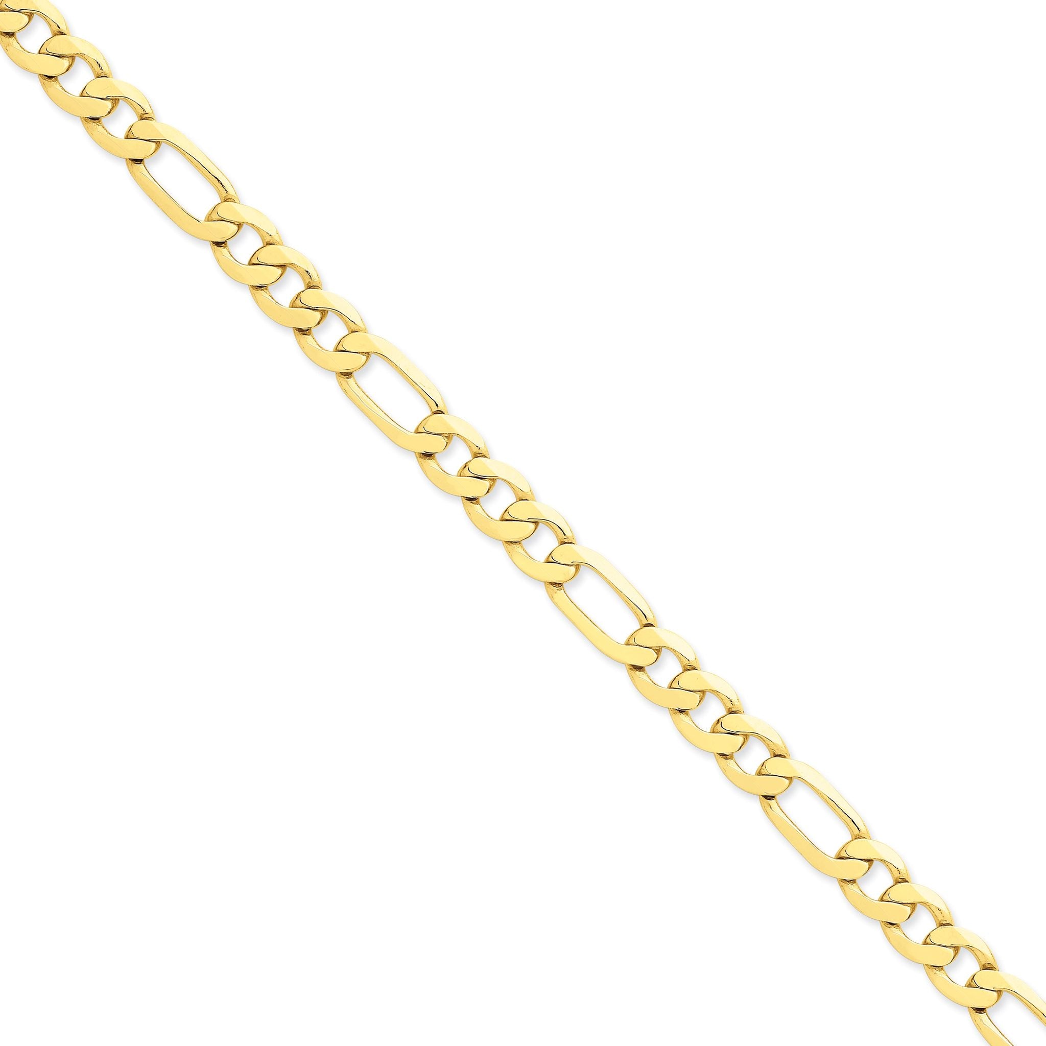14K 8 inch 8.75mm Concave Open Figaro with Lobster Clasp Bracelet Main image
