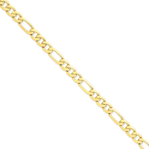 14K 8 inch 8.75mm Concave Open Figaro with Lobster Clasp Bracelet - Sophia Jewelers