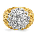 14k Two-tone Men's Polished Filigree 1 Carat AA Quality Diamond Round Cluster Ring Mounting, Mounting Only