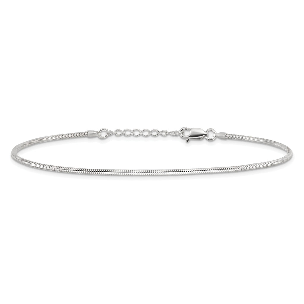 Snake Chain Anklet in Sterling Silver, 1.5mm