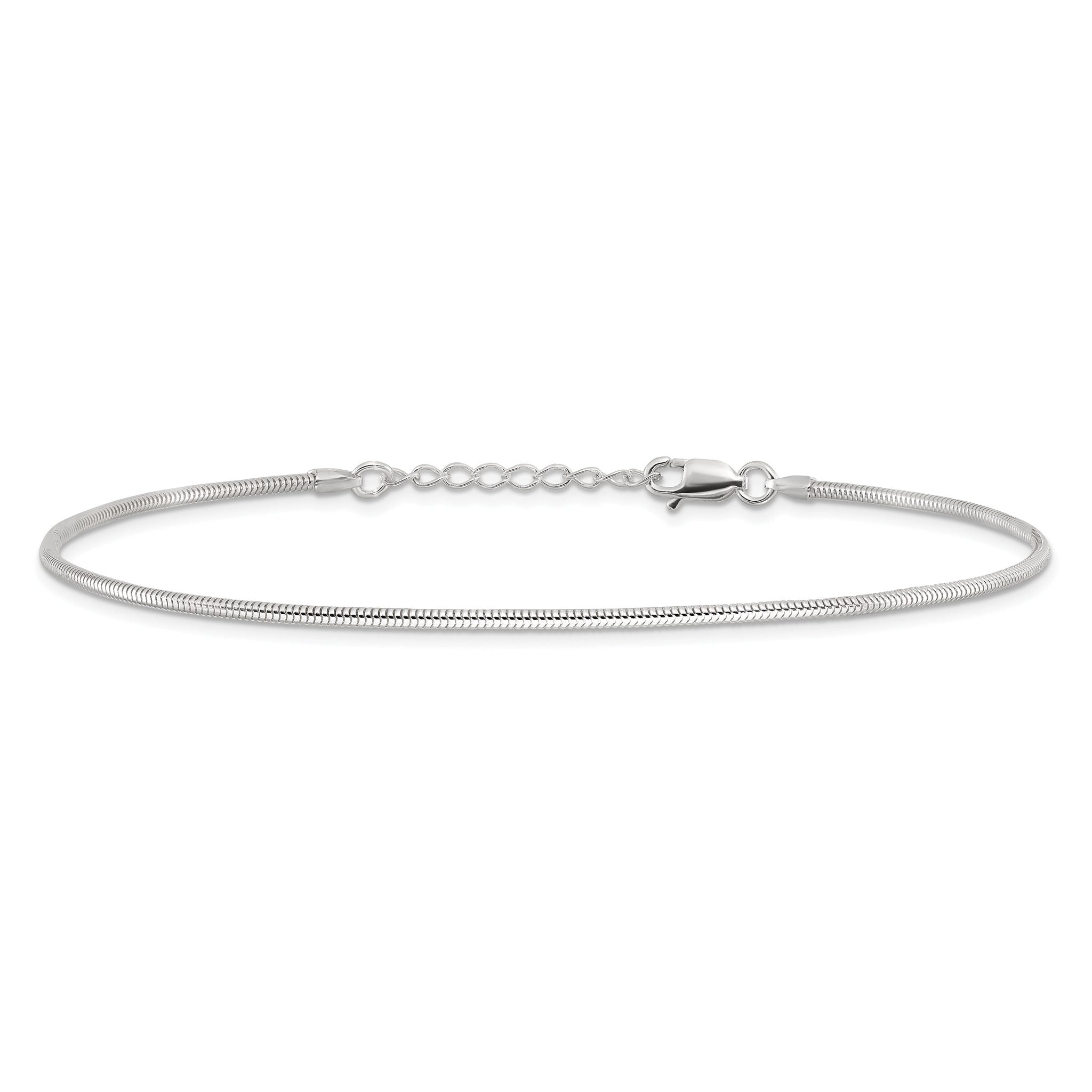 Snake Chain Anklet in Sterling Silver, 1.5mm