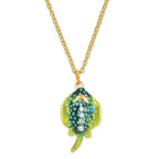 Luxury Giftware by Jere Pewter Bejeweled Crystals Gold-tone Enameled BARBY Stingray Trinket Box with Matching 18 Inch Necklace