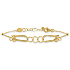 14K Polished and Diamond-cut Fancy Link with 1in ext. Bracelet