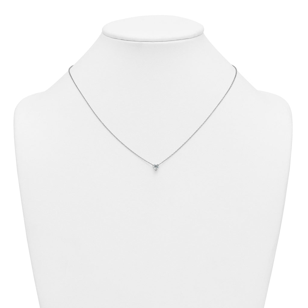 14k White Gold 1/2 carat Lab Grown Diamond VS+ F+ Heart Complete 18 inch Four Prong Pendant Necklace