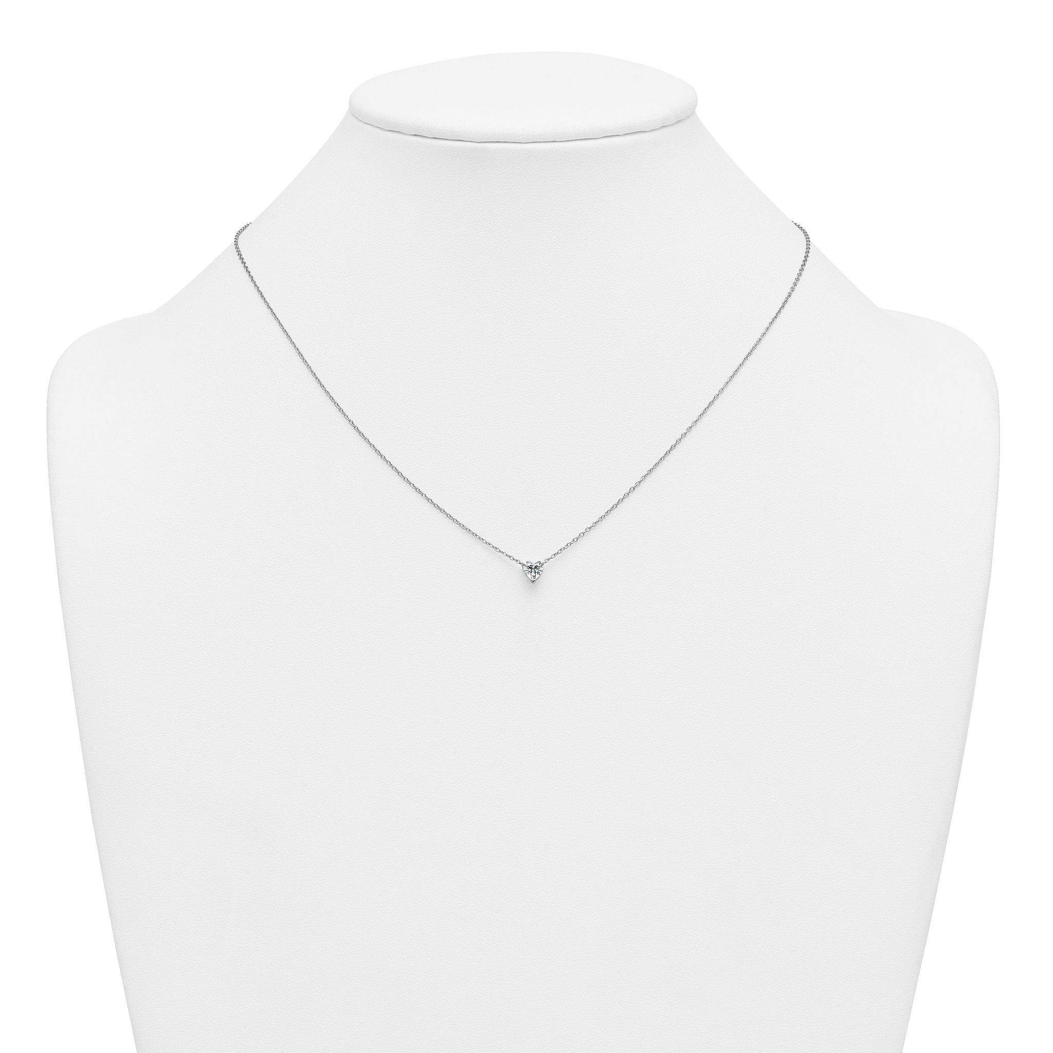 14k White Gold 1/2 carat Lab Grown Diamond VS+ F+ Heart Complete 18 inch Four Prong Pendant Necklace