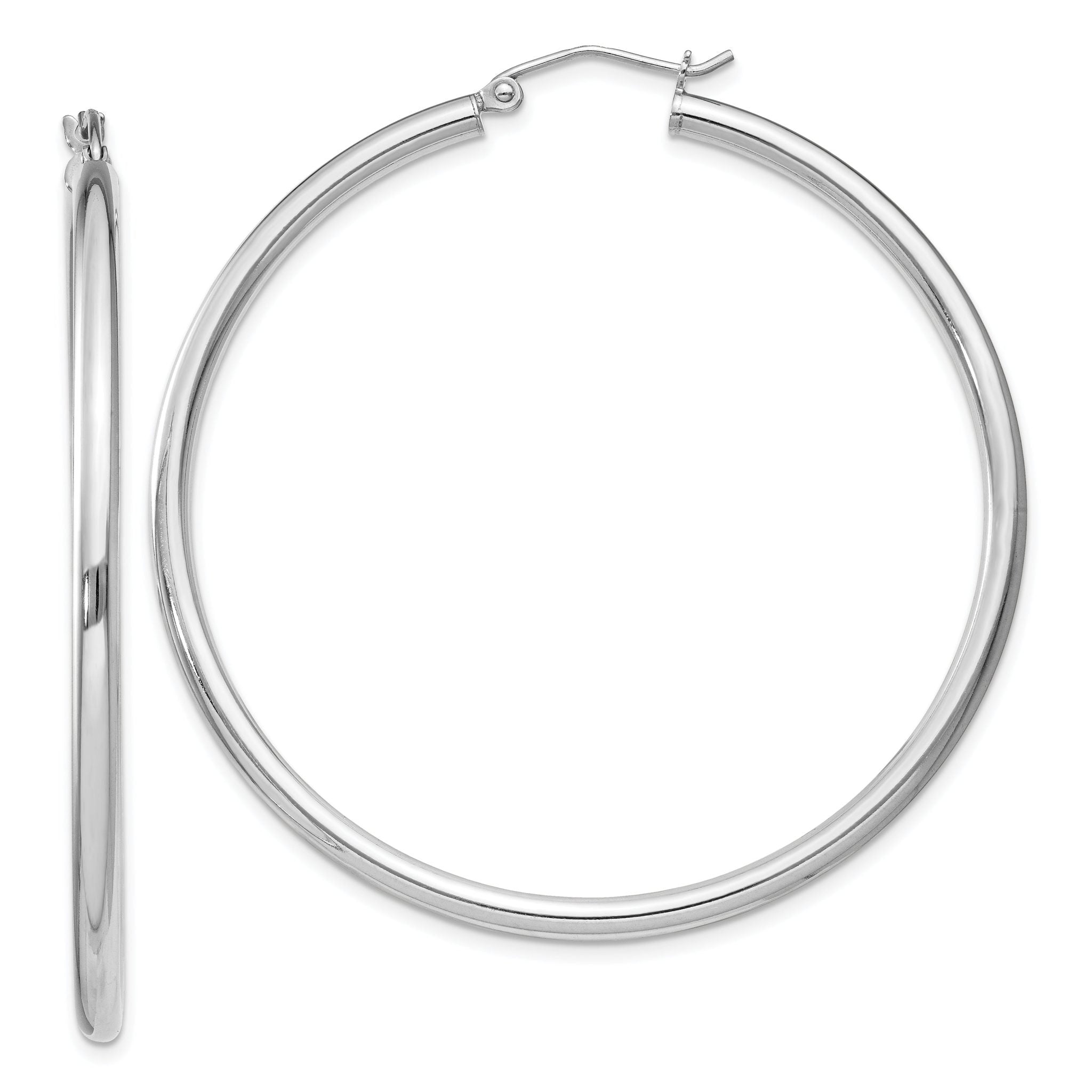 Sterling Silver Rhodium-plated 2.5mm Round Hoop Earrings Main image