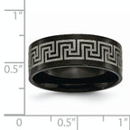 Greek Key Wedding Band in Black IP-Plated Titanium, 8mm