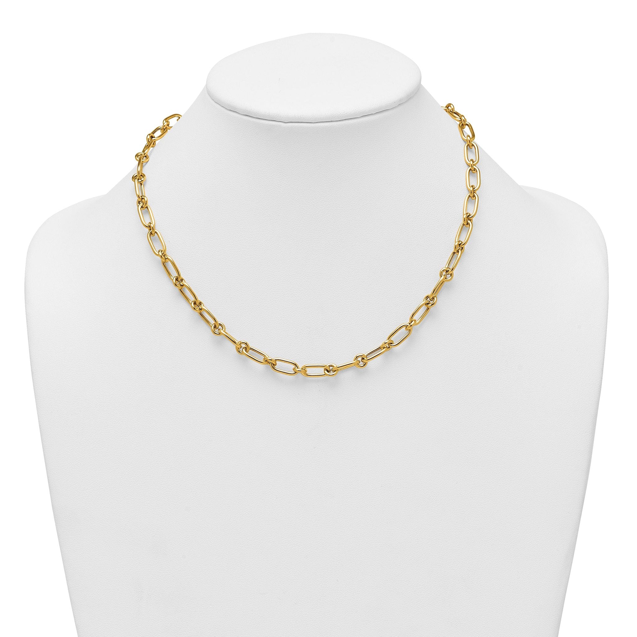 14k Polished 6mm Oval and Circle Link 18 inch Necklace