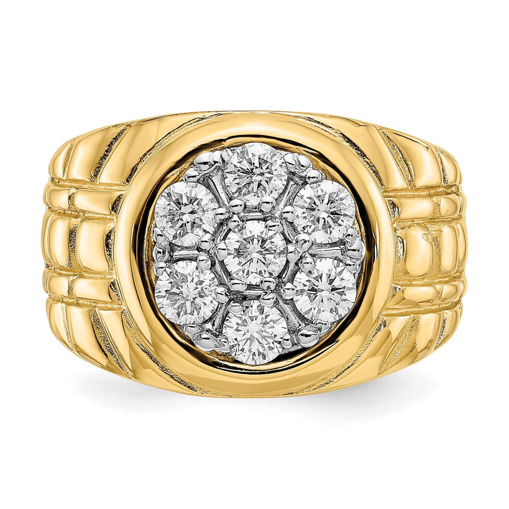 14k 1 carat AA Diamond Mens Cluster Ring