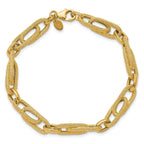 14K Polished and Textured Fancy Link Bracelet