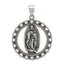 Sterling Silver 925 Antiqued Religious Circle Pendant Ruffled Elegance