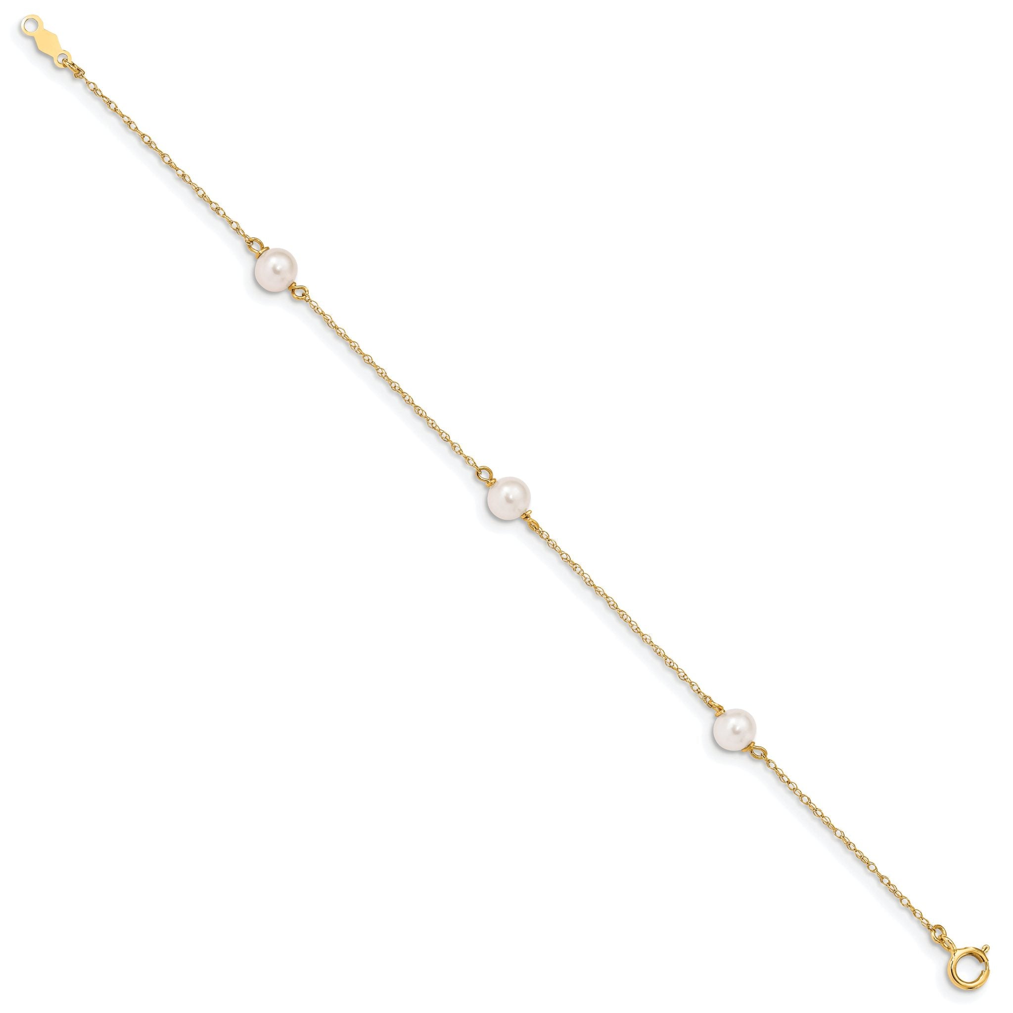 14K Madi K 5-6mm White Round FWC Pearl 3-station Bracelet Secondary image