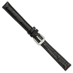 Ostrich Grain Leather Watch Band in Black, 12mm