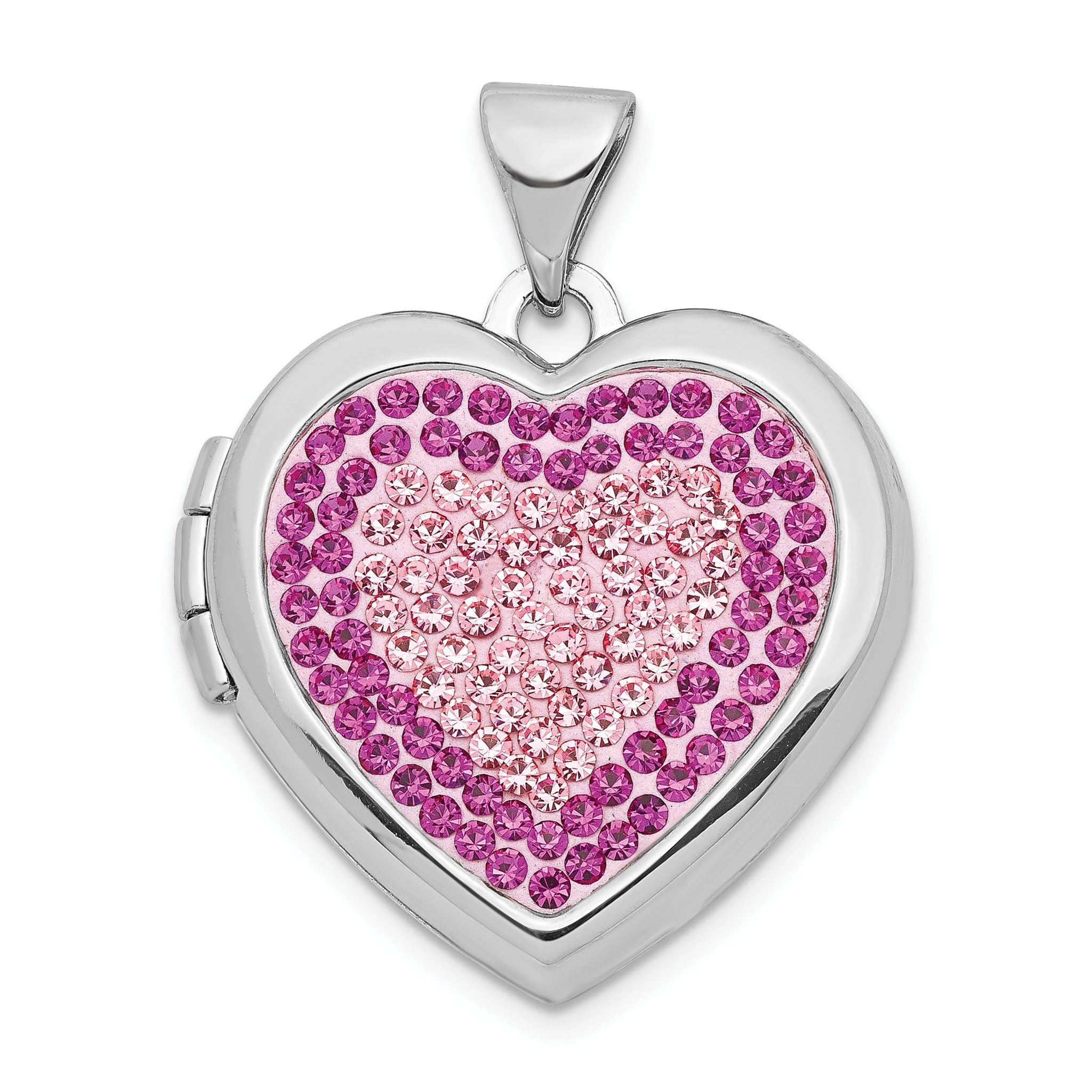 Sterling Silver Rhodium-plated 18mm Preciosa Crystal Heart Locket Main image