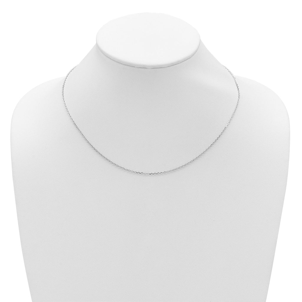 14k White Gold 1.5mm D/C Square Cable 1in+1in Adjustable Chain