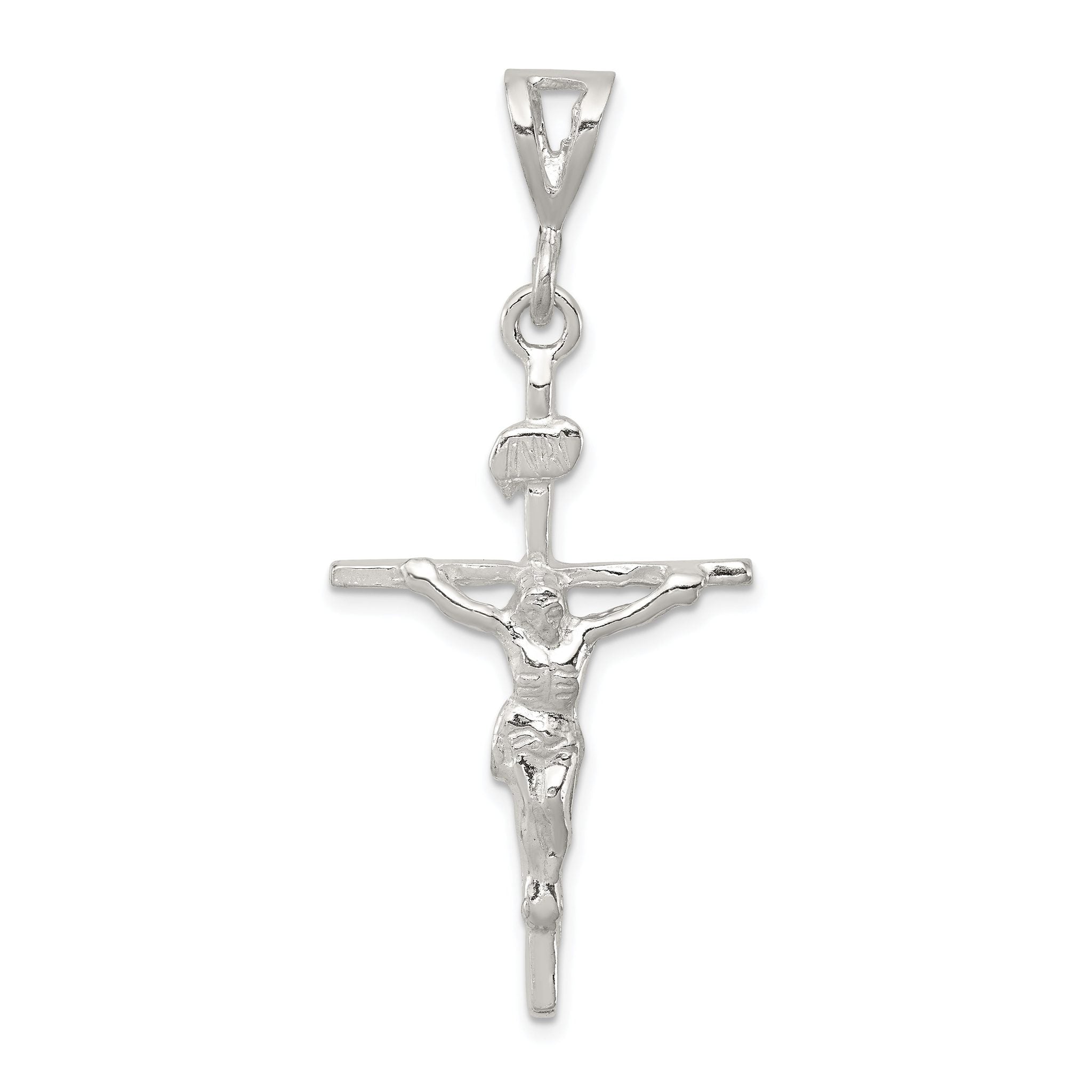 Sophia Jewelers Polished Sterling Silver INRI Crucifix Pendant Anti-Tarnish