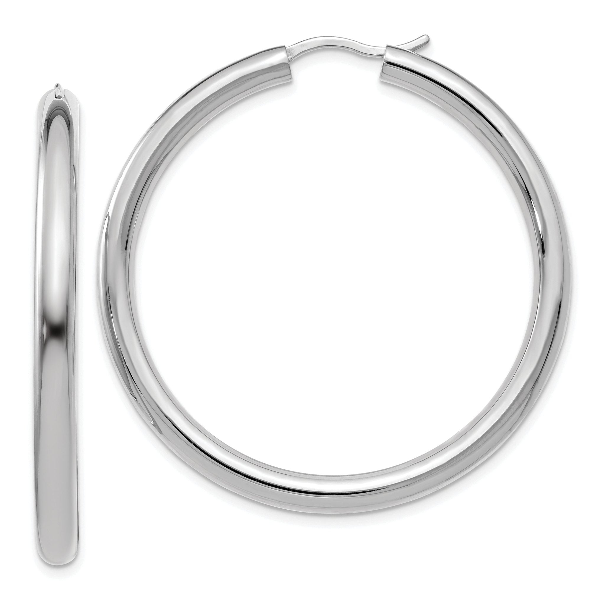 Sophia Jewelers Sterling Silver Rhodium-Plated Hoop Earrings Polished Elegance