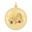 14K HAPPY ANNIVERSARY Blue and Red CZ With  Bells Charm