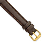 Smooth Leather Watch Band in Dark Brown with Gold-Tone Buckle, 16mm