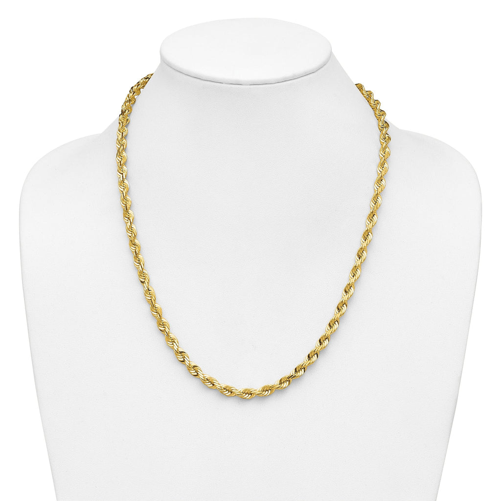 14K 7 inch 5.5mm Diamond-cut Rope with Fancy Lobster Clasp Chain