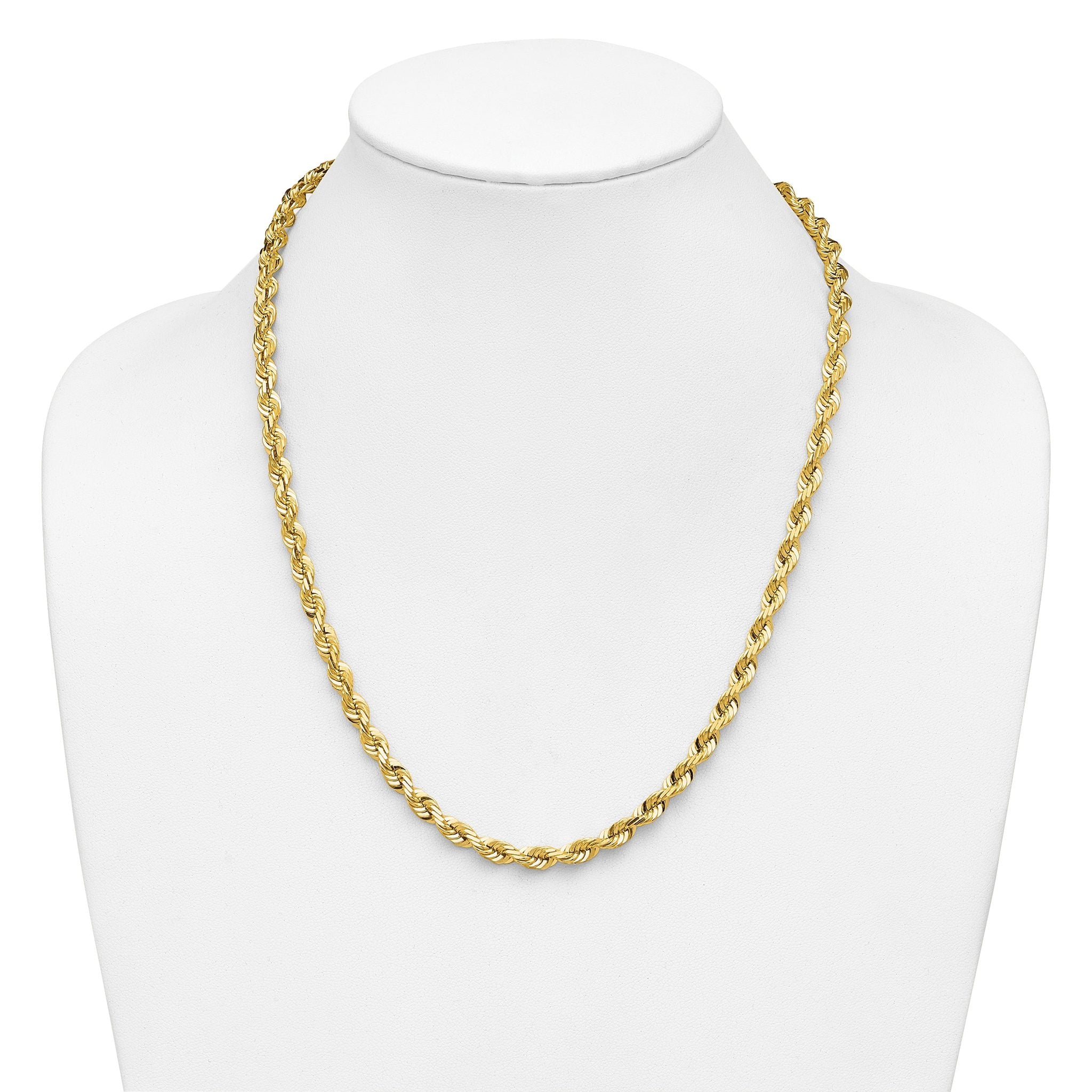 14K 7 inch 5.5mm Diamond-cut Rope with Fancy Lobster Clasp Chain