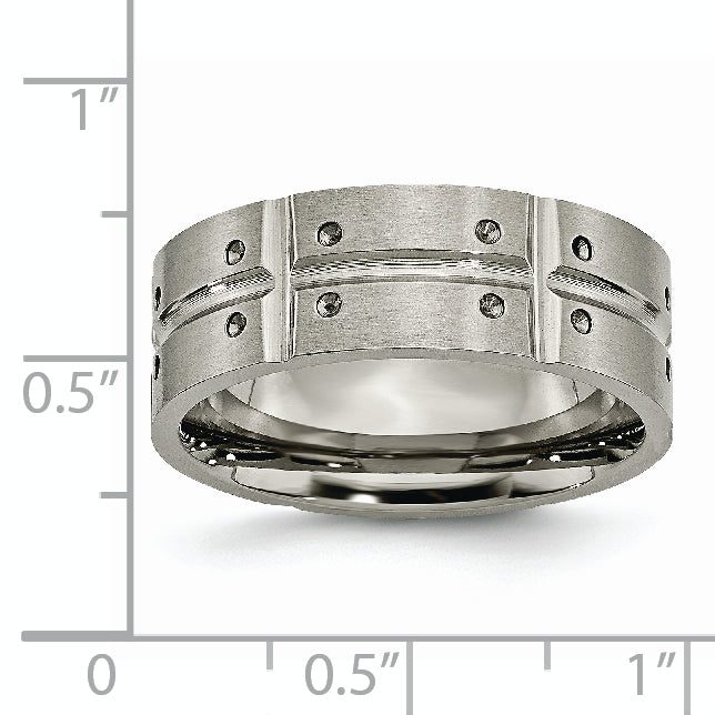 Grooved Wedding Band in Titanium, 8mm