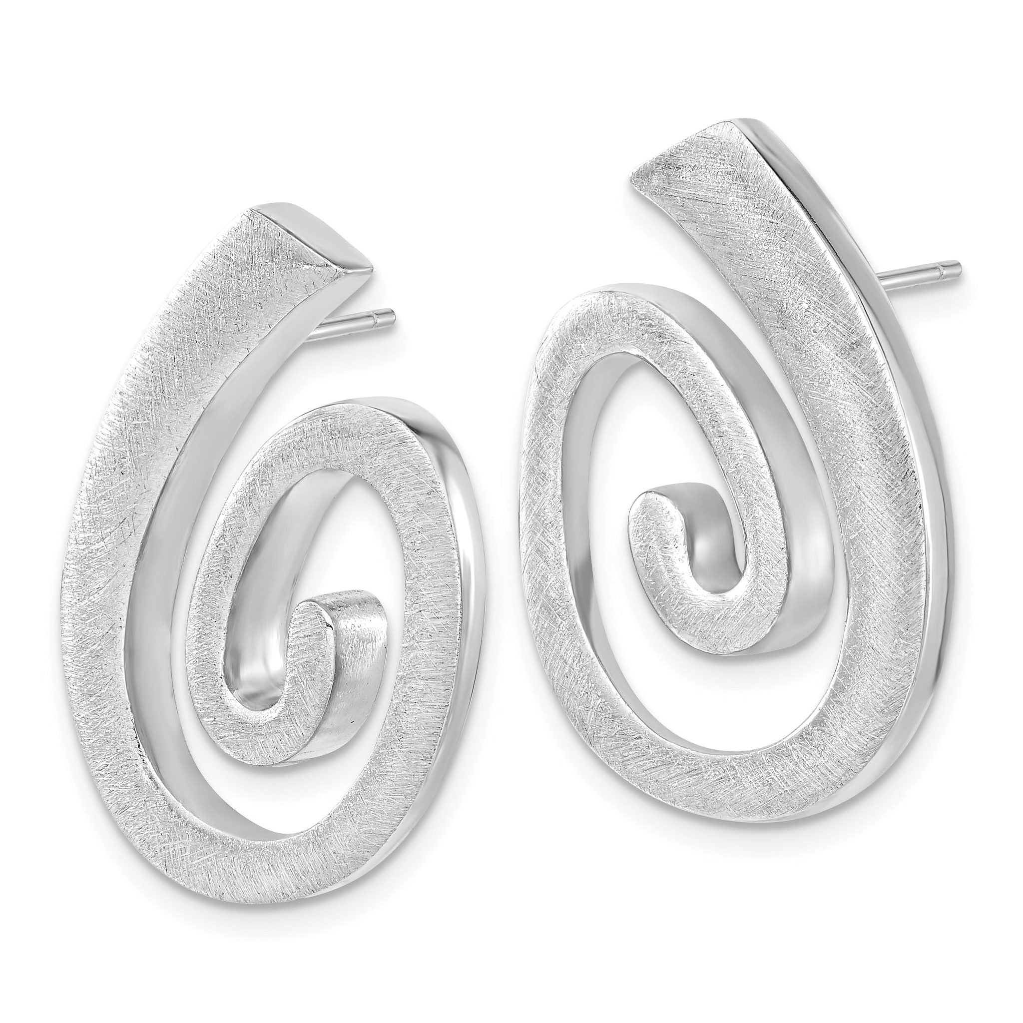 925 Sterling Silver Swirl Dangle Earrings with Brushed Finish Secondary image