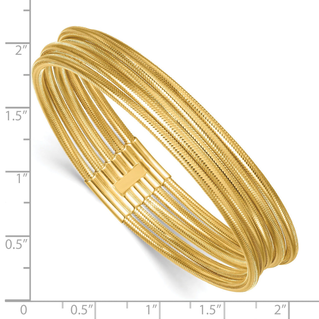 14k Polished Five Strand Mesh Stretch Round Bracelet