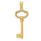 14K Gold Key to My Heart Charm with Polished 3D Design