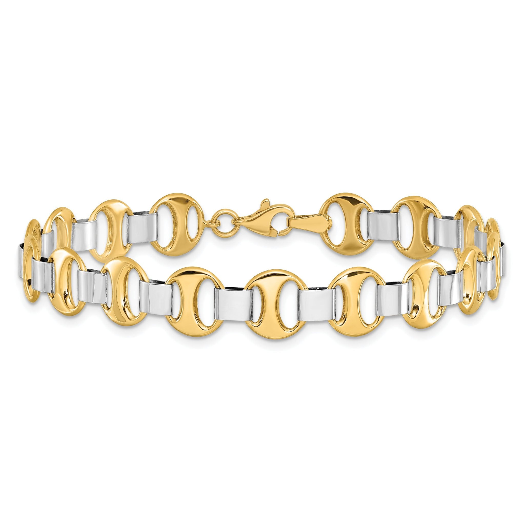 14K Two-tone Polished Fancy Link Bracelet