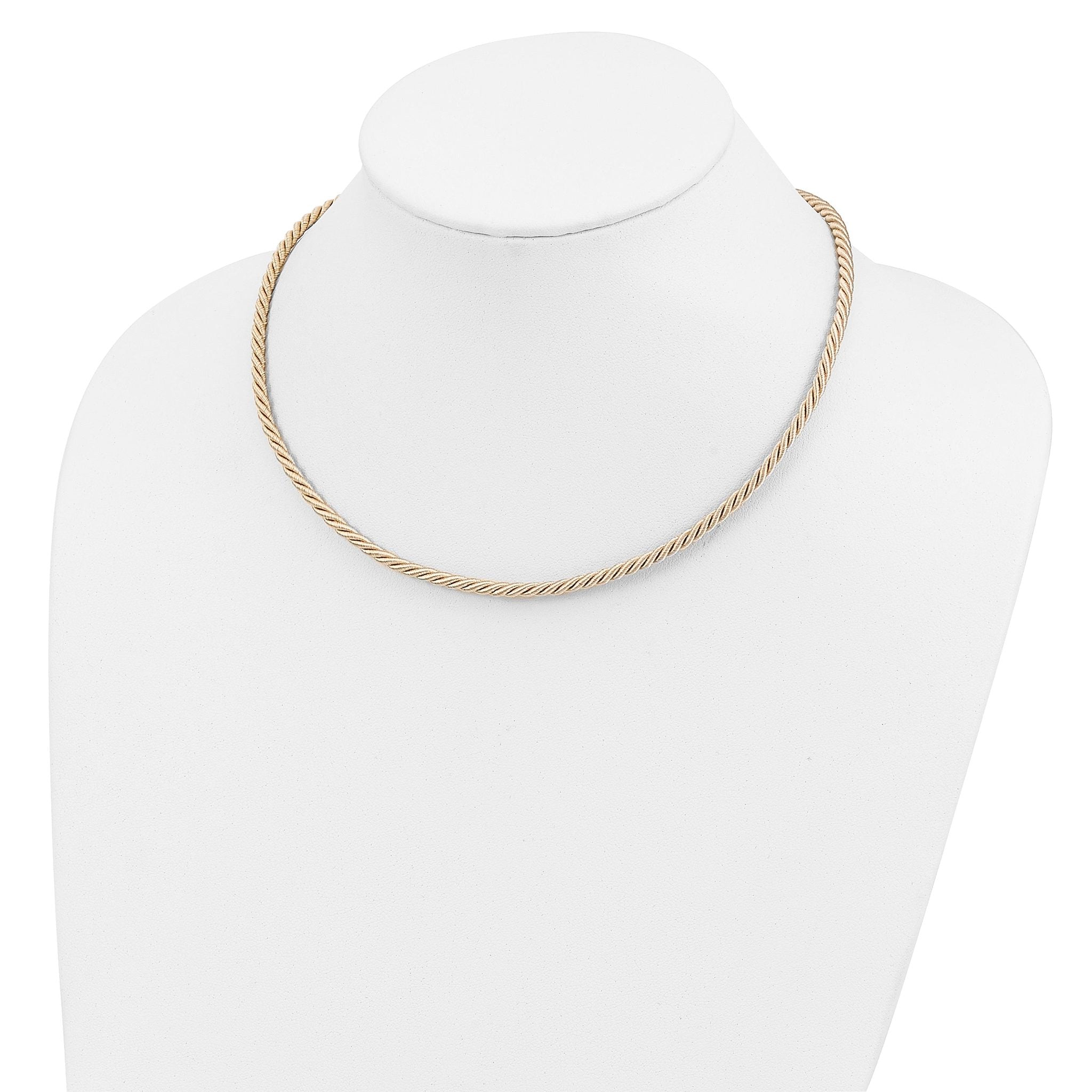 Sterling Silver Rhodium-plated 18inch Cream Satin Cord Necklace Secondary image