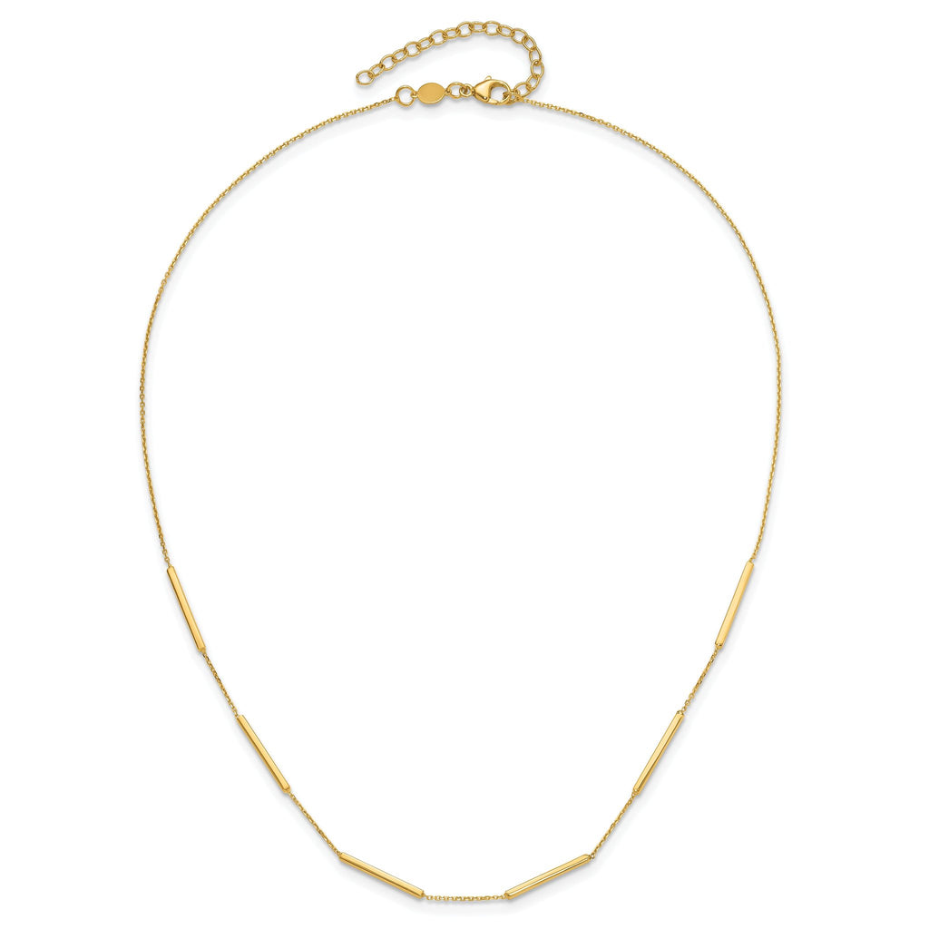10K Polished 6 Bar Stations 16in with 1.5in ext Necklace