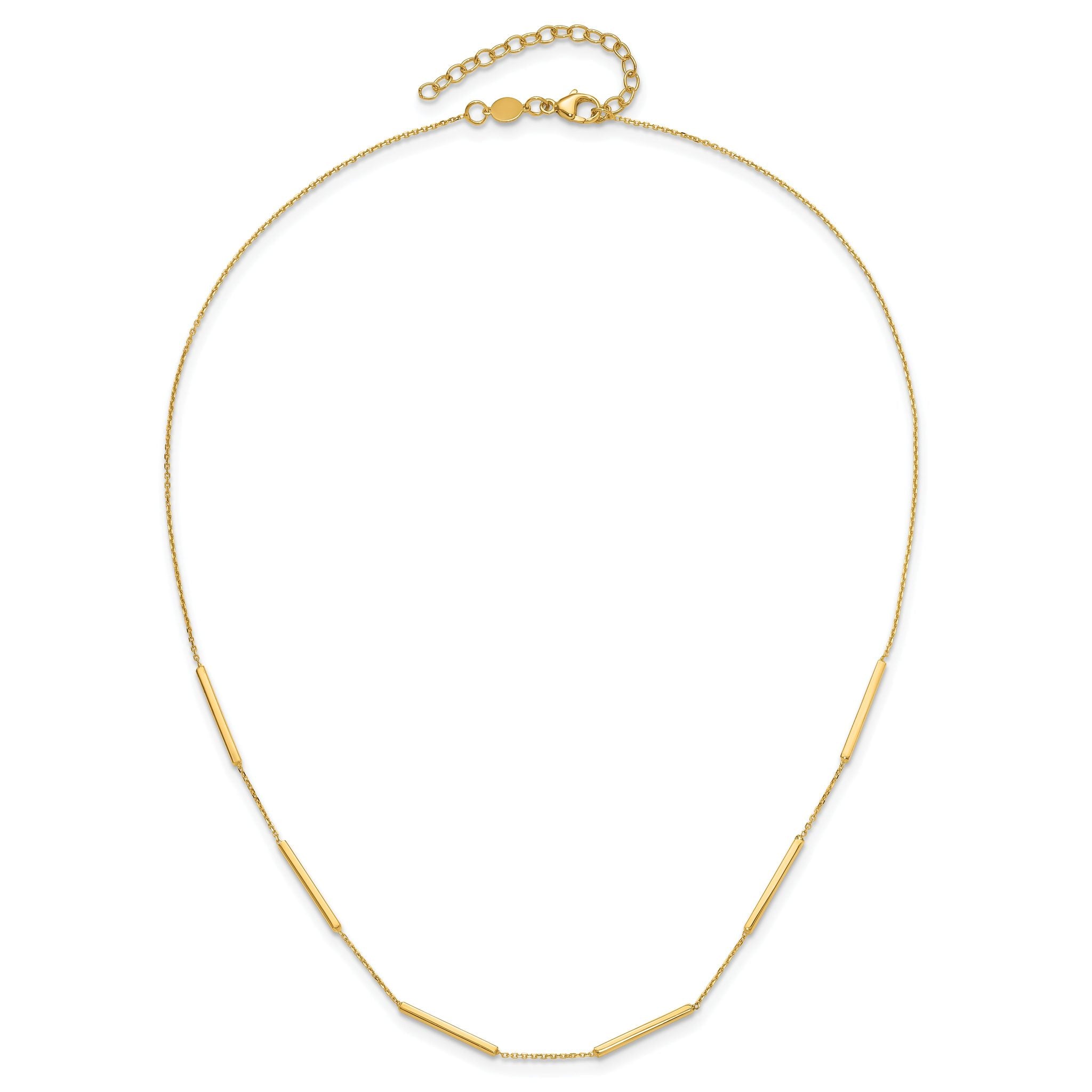 10K Polished 6 Bar Stations 16in with 1.5in ext Necklace