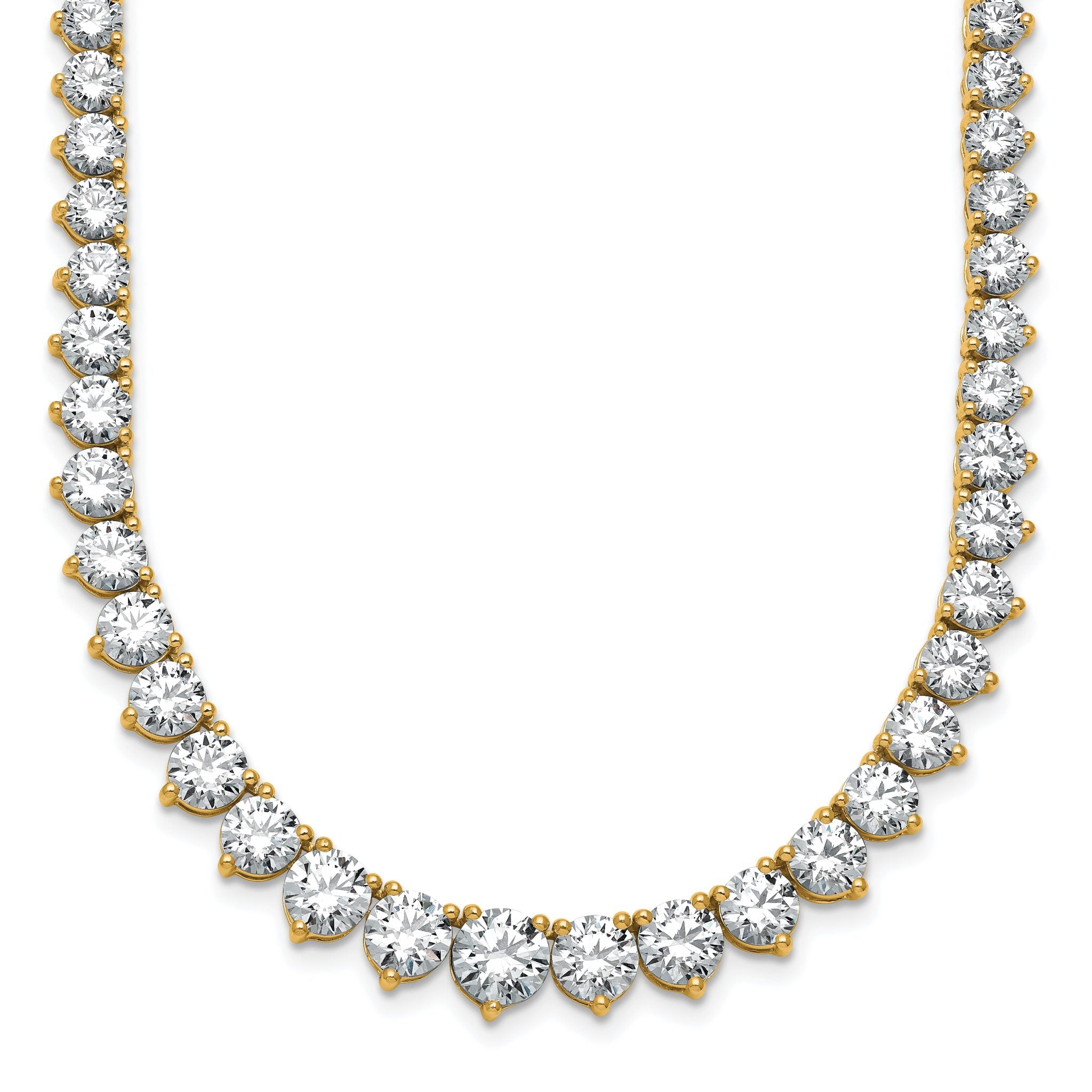 14k 25 3/8 carat Lab Grown Diamond VS/SI+ G+ Complete Round 16 inch Graduated Tennis Necklace