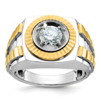 10k Two-tone Men's Polished and Textured Ring Mounting (No Stone Included) (No Stones Included)