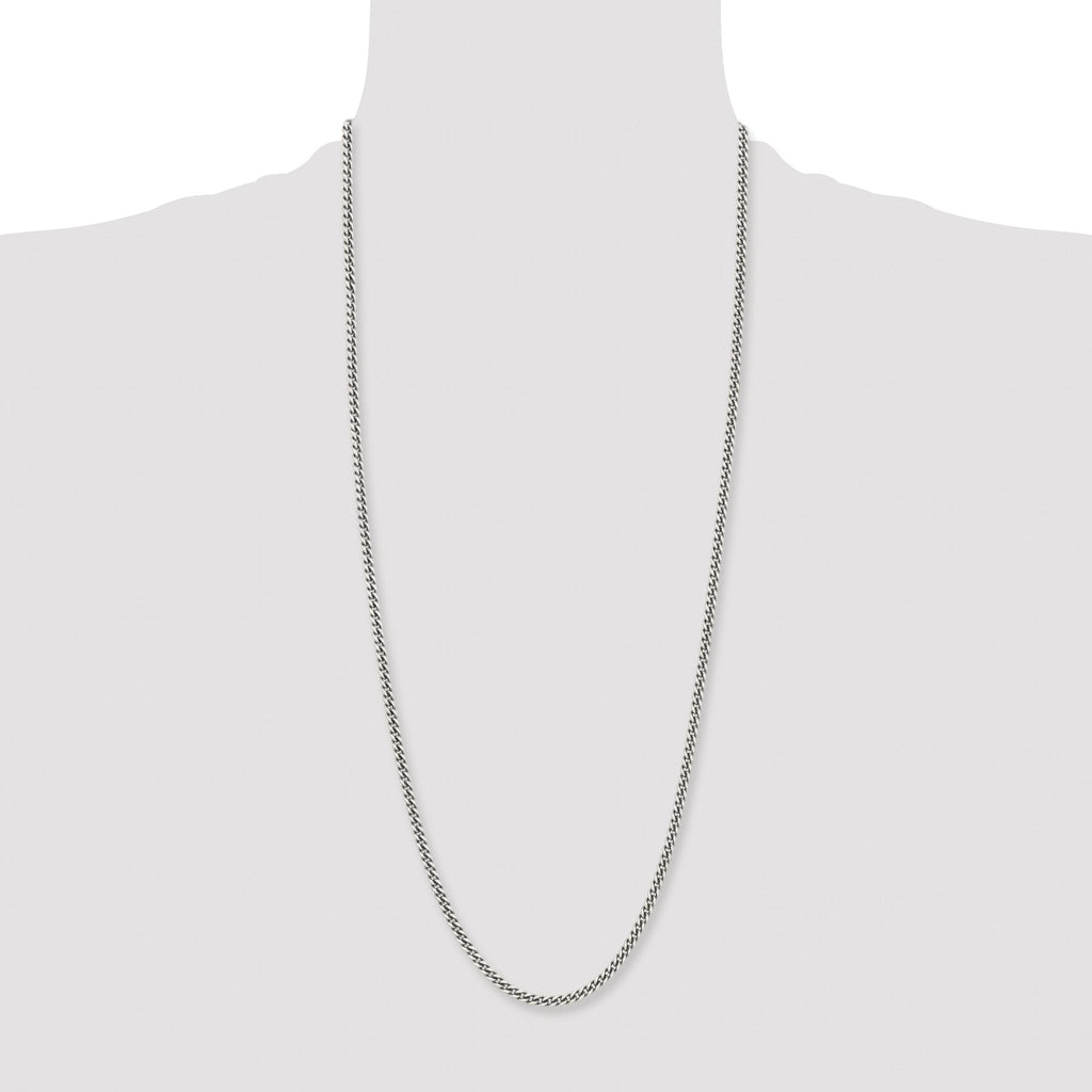 Antiqued Round Curb Chain in Stainless Steel, 4mm