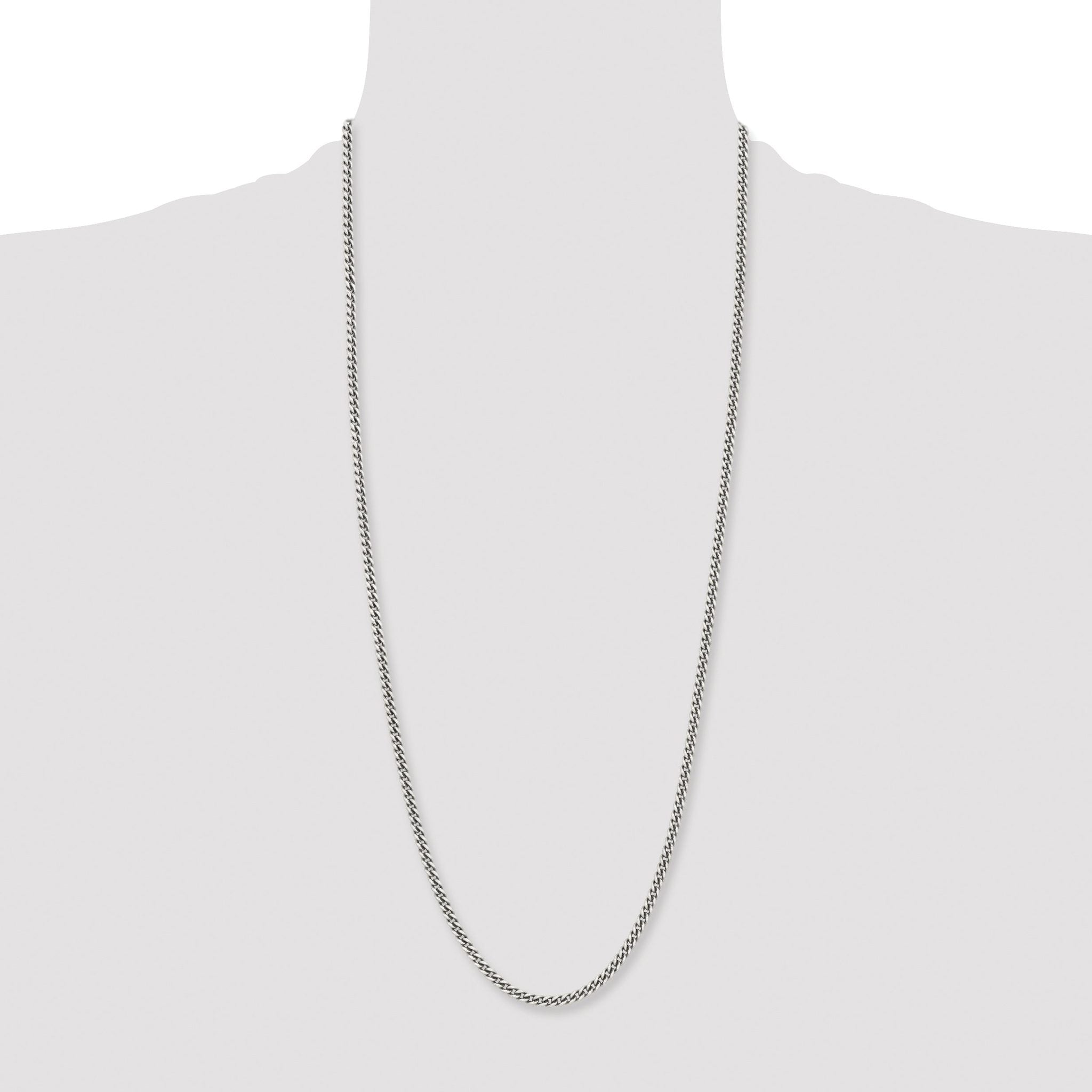 Antiqued Round Curb Chain in Stainless Steel, 4mm