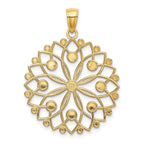 14K Yellow Gold and White Rhodium Diamond-Cut Flower Pendant  Elegant and Fancy Design