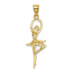 14K Gold Polished Ballerina Pendant with Textured Detailing  Elegant and Solid Design