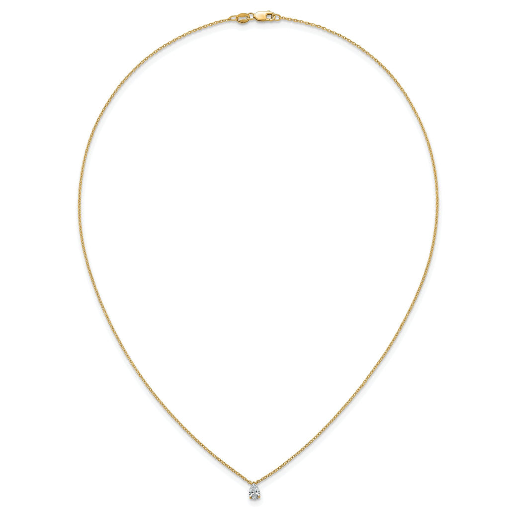14k 1/4 carat Lab Grown Diamond VS+ F+ Pear Complete 18 inch Four Prong Pendant Necklace