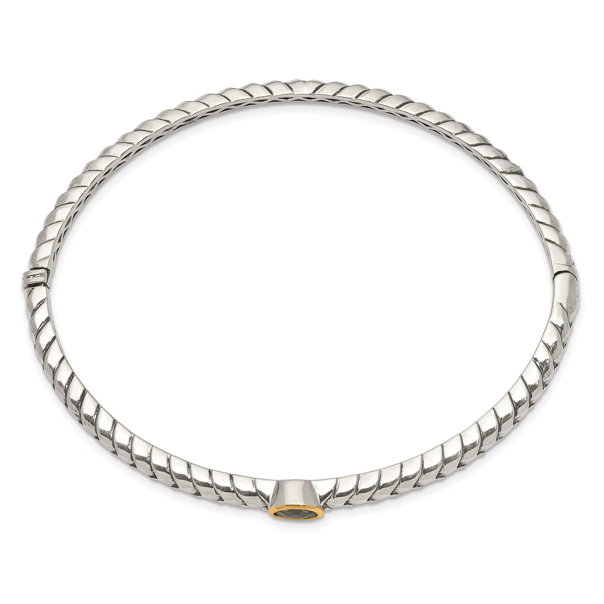 Sophia Jewelers Sterling Silver 14K Gold Peridot Bangle with Hinged Design Secondary image