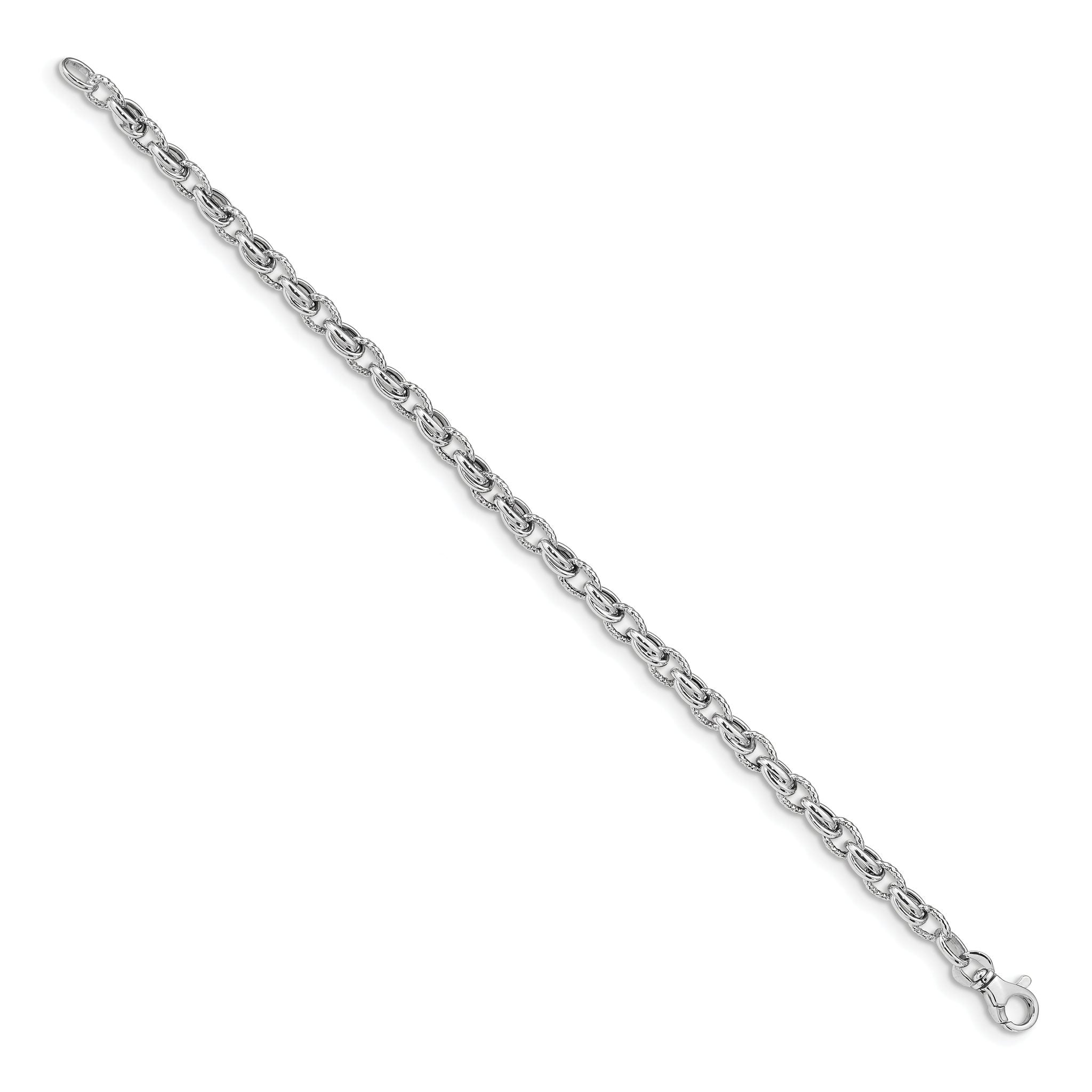 14K White Gold 7.5in Polished Fancy Link Bracelet Secondary image