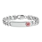 Sterling Silver Rhodium-plated Medical ID Curb Link Bracelet